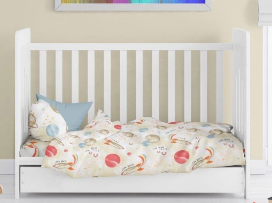 Παπλωματοθήκη Βρεφική Spaceship 186 Beige DimCol 120x160cm 100% Βαμβάκι