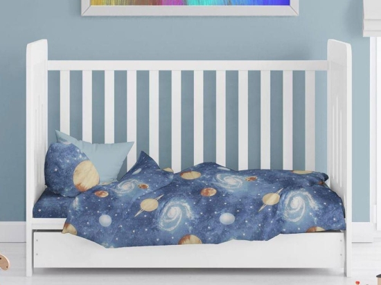 Παπλωματοθήκη Βρεφική Milky Way 185 Blue DimCol 120x160cm 100% Βαμβάκι