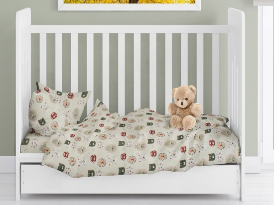 Παπλωματοθήκη Βρεφική Big Cats 27 Light Olive DimCol 120x160cm 100% Βαμβάκι