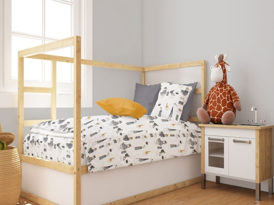 Παπλωματοθήκη Βρεφική Seabirds 578 White-Grey DimCol 120x160cm 100% Βαμβάκι