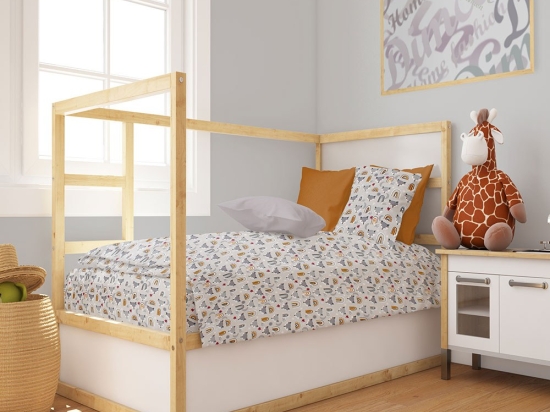 Παπλωματοθήκη Βρεφική Fox 527 Grey DimCol 120x160cm 100% Βαμβάκι