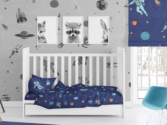 Πάπλωμα Βρεφικό Space 189 Blue DimCol 120x160cm 100% Βαμβάκι