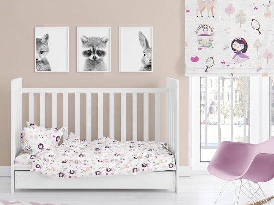 Πάπλωμα Βρεφικό Lily & Deer 179 White-Pink DimCol 120x160cm 100% Βαμβάκι