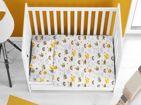 Πάπλωμα Βρεφικό Honey Bee 545 White-Yellow DimCol 120x160cm 100% Βαμβάκι