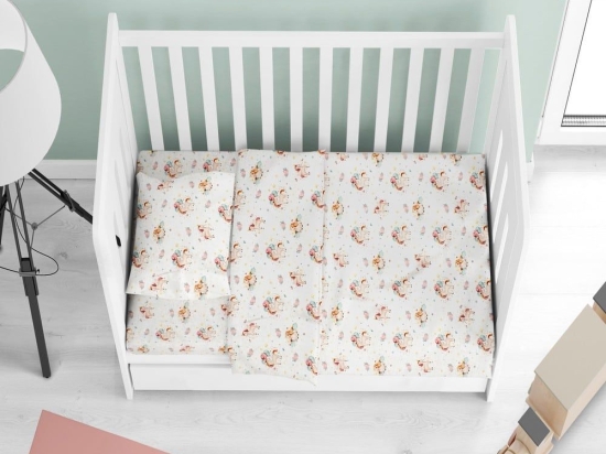 Σεντόνι Βρεφικό Unicorn 209 White-Salmon DimCol Λίκνου 80x110cm 100% Βαμβάκι