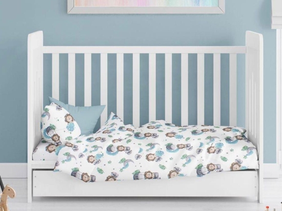 Σεντόνι Βρεφικό Lion 533 Sky Blue DimCol Λίκνου 80x110cm 100% Βαμβάκι