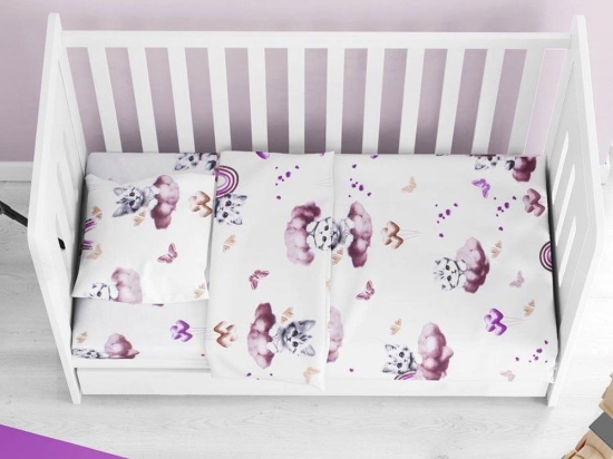 Σεντόνι Βρεφικό Kitten 561 Mauve DimCol Λίκνου 80x110cm 100% Βαμβάκι