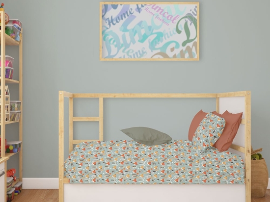 Σεντόνι Βρεφικό Fox 528 Pale Cyan DimCol Λίκνου 80x110cm 100% Βαμβάκι