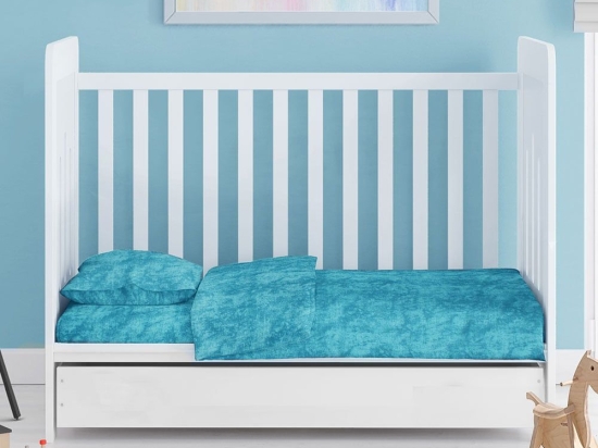 Σεντόνια Βρεφικά Premium Shadow (Σετ 3τμχ) 620 Turquoise DimCol Κούνιας 120x160cm 100% Βαμβάκι