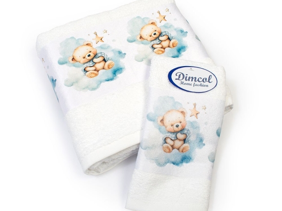 Πετσέτες Βρεφικές Cute Bear 302 (Σετ 2τμχ) White DimCol Σετ Πετσέτες 70x140cm 100% Βαμβάκι