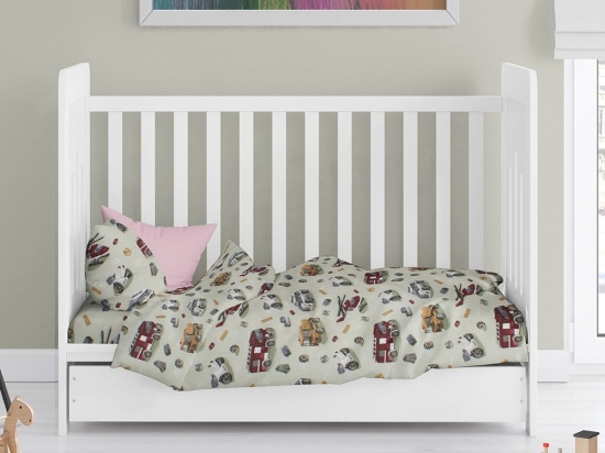 Παπλωματοθήκη Βρεφική Toys 47 Olive DimCol 120x160cm 100% Βαμβακερή Φανέλα
