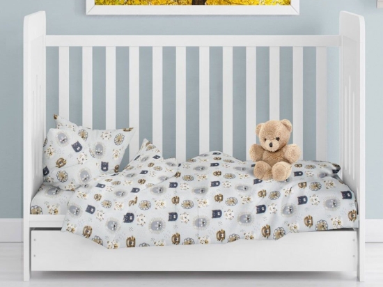Πάπλωμα Βρεφικό Big Cats 28 Sky Blue DimCol 120x160cm 100% Βαμβακερή Φανέλα