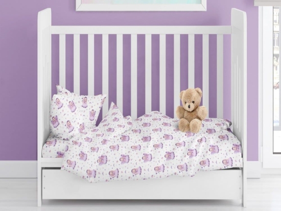 Πάπλωμα Βρεφικό Fairy 86 White-Lilac DimCol 120x160cm 100% Βαμβακερή Φανέλα
