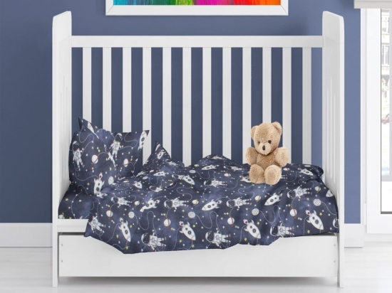 Πάπλωμα Βρεφικό Galaxy Travel 90 Blue DimCol 120x160cm 100% Βαμβακερή Φανέλα