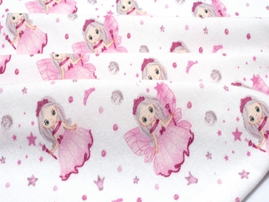 Πάνα Φανελένια Fairy 87 White-Pink DimCol 80x80cm 100% Βαμβακερή Φανέλα