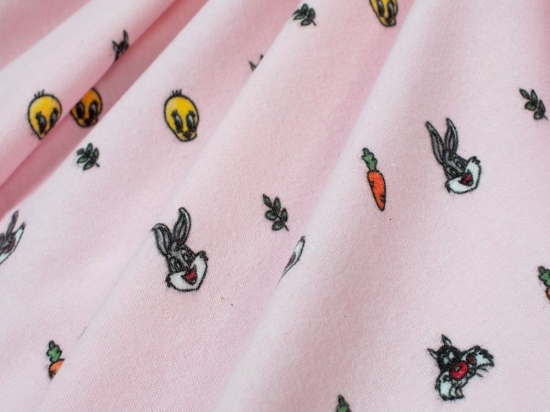 Πάνα Φανελένια Looney Tunes 39 Pink DimCol 80x80cm 100% Βαμβακερή Φανέλα