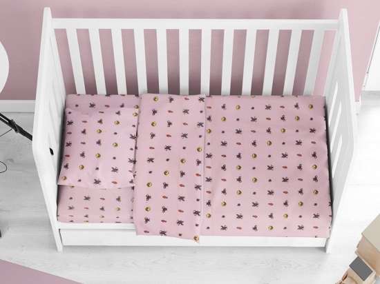 Σεντόνια Βρεφικά Looney Tunes 39 (Σετ 3τμχ) Pink DimCol Κούνιας 120x160cm 100% Βαμβακερή Φανέλα