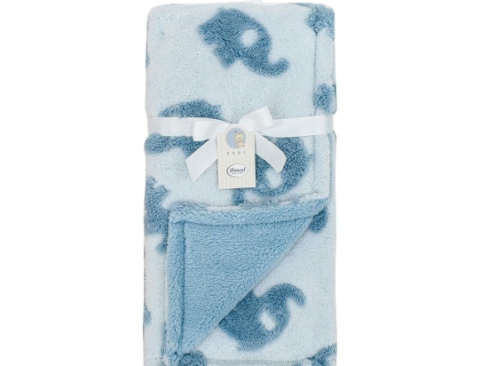 Κουβέρτα Βρεφική Sherpa Jacquard Elephant 08 Sky Blue DimCol Αγκαλιάς 75x100cm Πολυέστερ