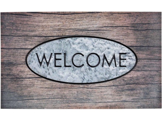 Πατάκι Εισόδου Ecomat 014 Welcome Wood 45X75cm Beige-Grey Sdim 45X75