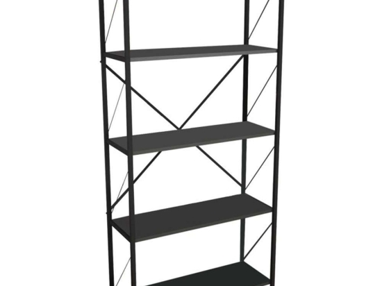 Βιβλιοθήκη Tikilmo 321-000004 88x34x180cm Anthracite-Black