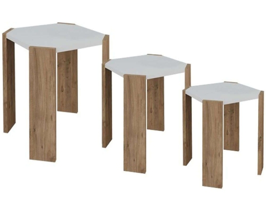 Ζιγκόν Baldo (Σετ 3Τμχ) 321-000043 36x36x36/36x36x38,5/36x36x41cm Oak-White