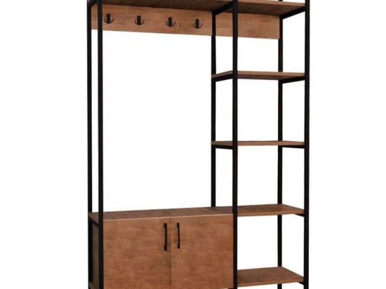 Έπιπλο Εισόδου Thoj 321-000061 120x34x180cm Οak-Black Μελαμίνη,Μέταλλο