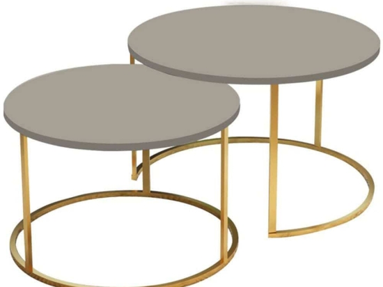 Ζιγκόν Solme (Σετ 2Τμχ) 321-000075 75x75x45/60x60x40cm Beige-Gold