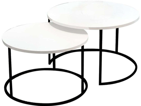 Ζιγκόν Solme (Σετ 2Τμχ) 321-000076 75x75x45/60x60x40cm White-Black