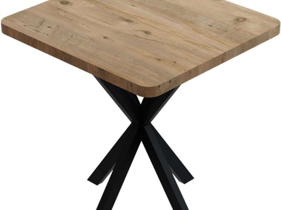 Τραπέζι Prestone 321-000081 70x70x75cm Oak-Black Μελαμίνη,Μέταλλο