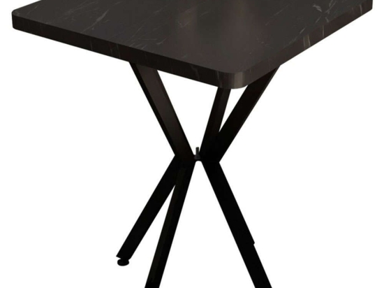 Τραπέζι Prestone 321-000082 70x70x75cm Marble Effect Black Μελαμίνη,Μέταλλο