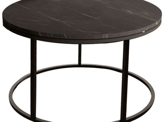 Τραπέζι Σαλονιού Drion 321-000087 Φ60x40cm Marble Effect Black