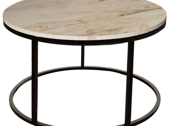 Τραπέζι Σαλονιού Drion 321-000088 Φ60x40cm Marble Effect White-Black