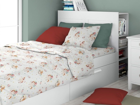 Μαξιλαροθήκη Παιδική Unicorn 209 White-Salmon DimCol 50Χ70 100% Βαμβάκι
