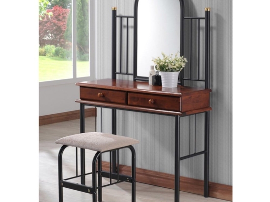 Τουαλέτα Με Σκαμπό Tressa 330-000014 Black-Walnut
