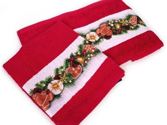 Πετσέτες Χριστουγεννιάτικες Christmas Ornaments (Σετ 2τμχ) Red DimCol Σετ Πετσέτες 50x90cm