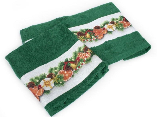Πετσέτες Χριστουγεννιάτικες Christmas Ornaments (Σετ 2τμχ) Green DimCol Σετ Πετσέτες 50x90cm