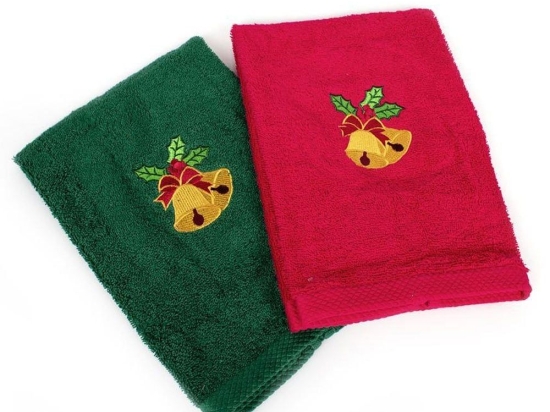 Πετσέτες Χριστουγεννιάτικες Bells (Σετ 2τμχ) Red-Green DimCol Σετ Πετσέτες 40x60cm