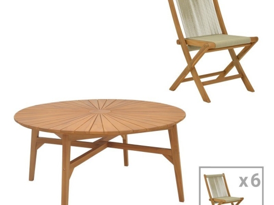 Τραπεζαρία Κήπου Banou-Colen (Σετ 7Τμχ) 340-000037 Natural 7 Θέσεων