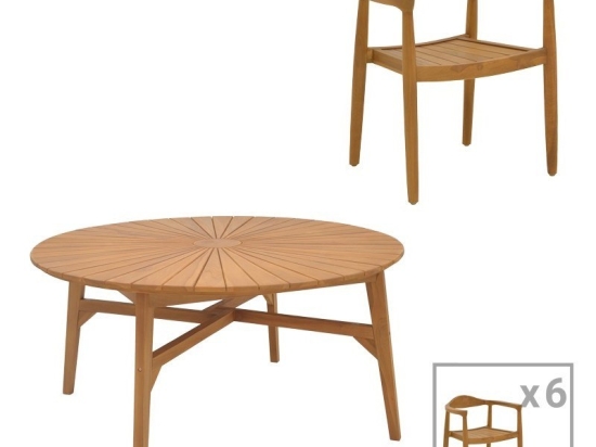 Τραπεζαρία Κήπου Ganny-Colen 340-000038 (Σετ 7Τμχ) Natural 7 Θέσεων