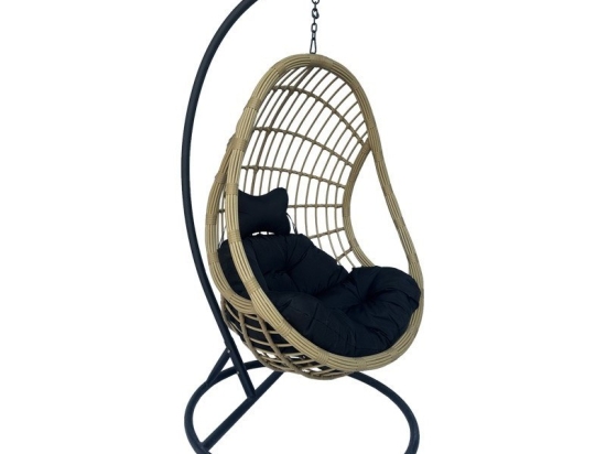 Κρεμαστή Φωλιά Cungo 368-000008 125x105x195cm Beige-Black