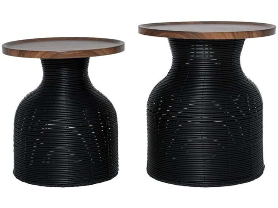 Τραπεζάκια Σαλονιού (Σετ 2Τμχ) 374-225-583 40x40x47/45x45x51cm Black-Brown