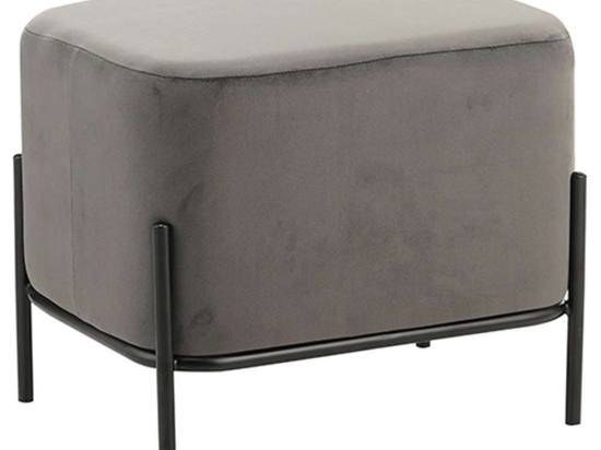 Σκαμπό Bella/L 40.0146 48x37x39cm Βελούδινο Grey Zita Plus
