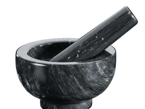 Γουδί με Γουδοχέρι (Σετ 2τμχ) 1002431011 Φ11x7cm Black-White Kuchenprofi Μάρμαρο