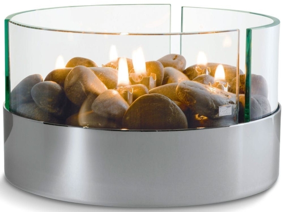 Διακοσμητικό Επιτραπέζιο Τζάκι Burn 123072 Φ20x13cm Silver-Clear Philippi Ατσάλι,Γυαλί