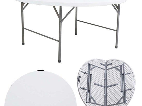 Τραπέζι Catering Σε Βαλίτσα 41.0190 Hdpe Φ152x74cm Grey-White