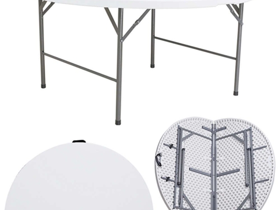 Τραπέζι Catering Σε Βαλίτσα 41.0191 Hdpe Φ180x74cm Grey-White