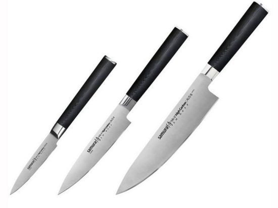 Μαχαίρια MO-V SM-0220 Σε Κασετίνα (Σετ 3τμχ) Black Samura Ανοξείδωτο Ατσάλι