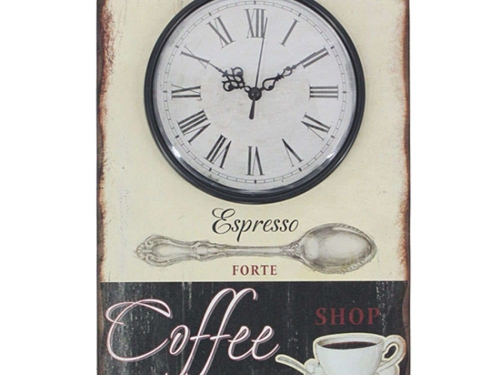Ρολόι Τοίχου Coffee 15-00-15736 23x36cm Multi Marhome Ξύλο,Γυαλί