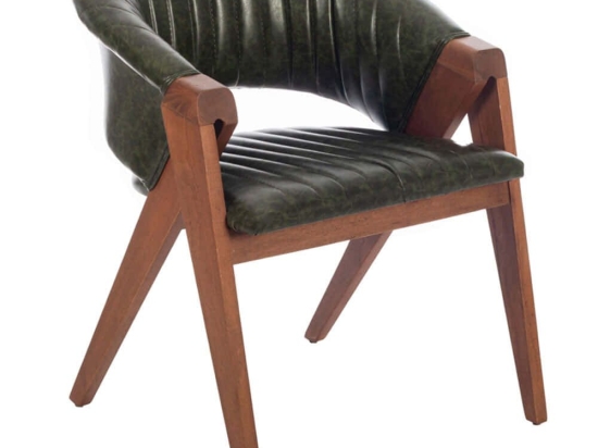 Πολυθρόνα Volk 783-1514 60x65x75cm Walnut-Green Ξύλο,Τεχνόδερμα