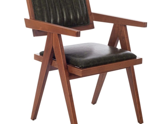 Πολυθρόνα Suva 783-1504-A 52x55x80cm Walnut-Green Ξύλο,Τεχνόδερμα